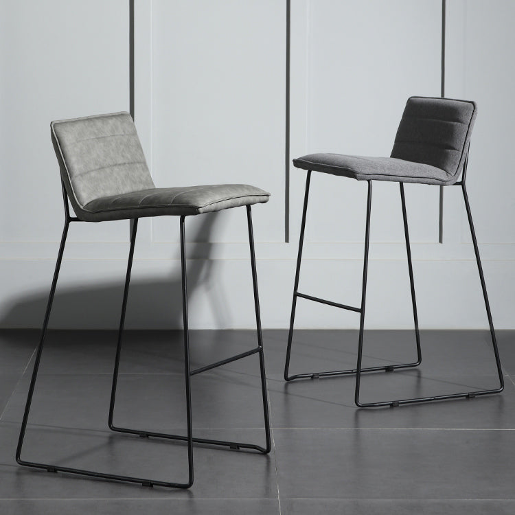 Contemporary Upholstered Armless Bar Stool with Black Metal Base