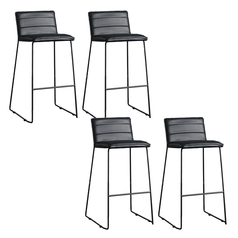 Contemporary Upholstered Armless Bar Stool with Black Metal Base