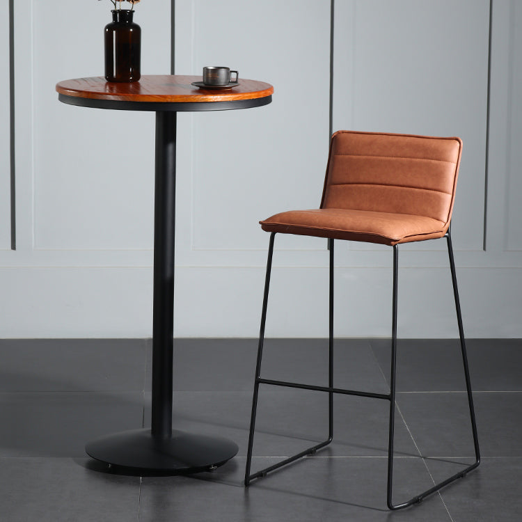 Contemporary Upholstered Armless Bar Stool with Black Metal Base