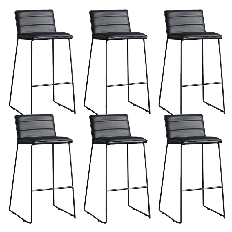 Contemporary Upholstered Armless Bar Stool with Black Metal Base