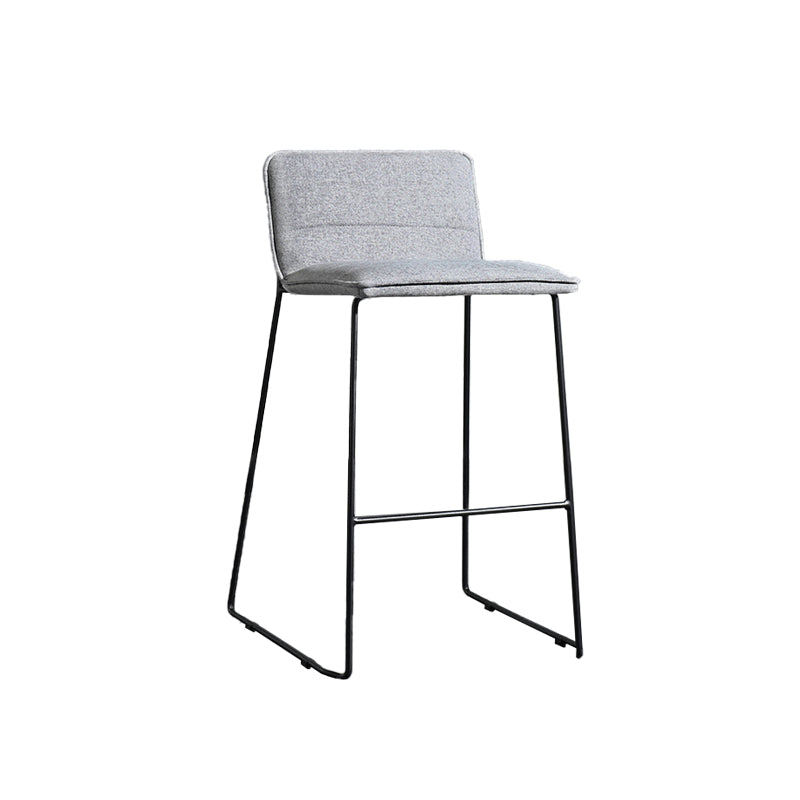 Contemporary Upholstered Armless Bar Stool with Black Metal Base