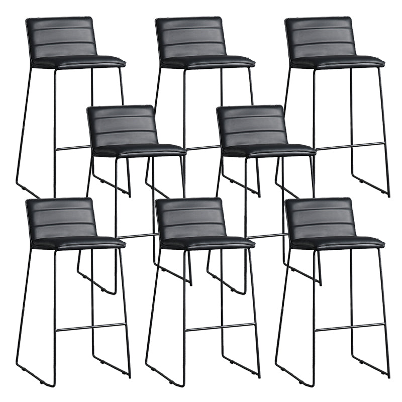 Contemporary Upholstered Armless Bar Stool with Black Metal Base