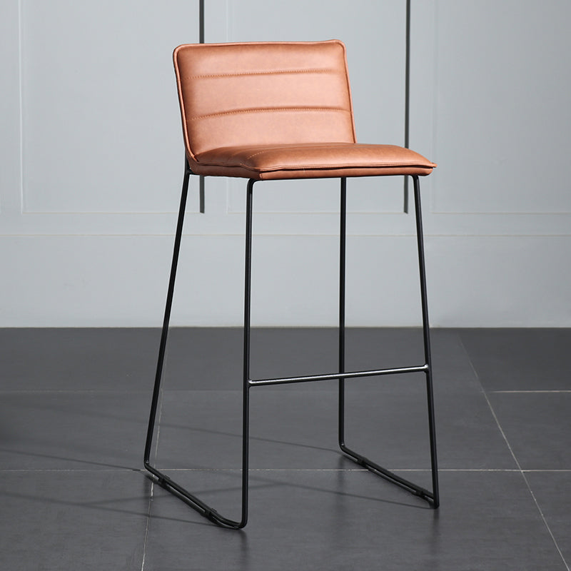 Contemporary Upholstered Armless Bar Stool with Black Metal Base