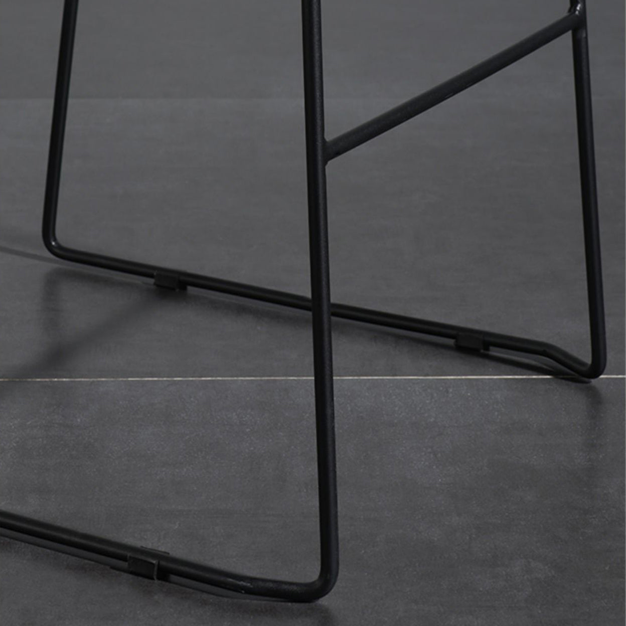 Contemporary Upholstered Armless Bar Stool with Black Metal Base