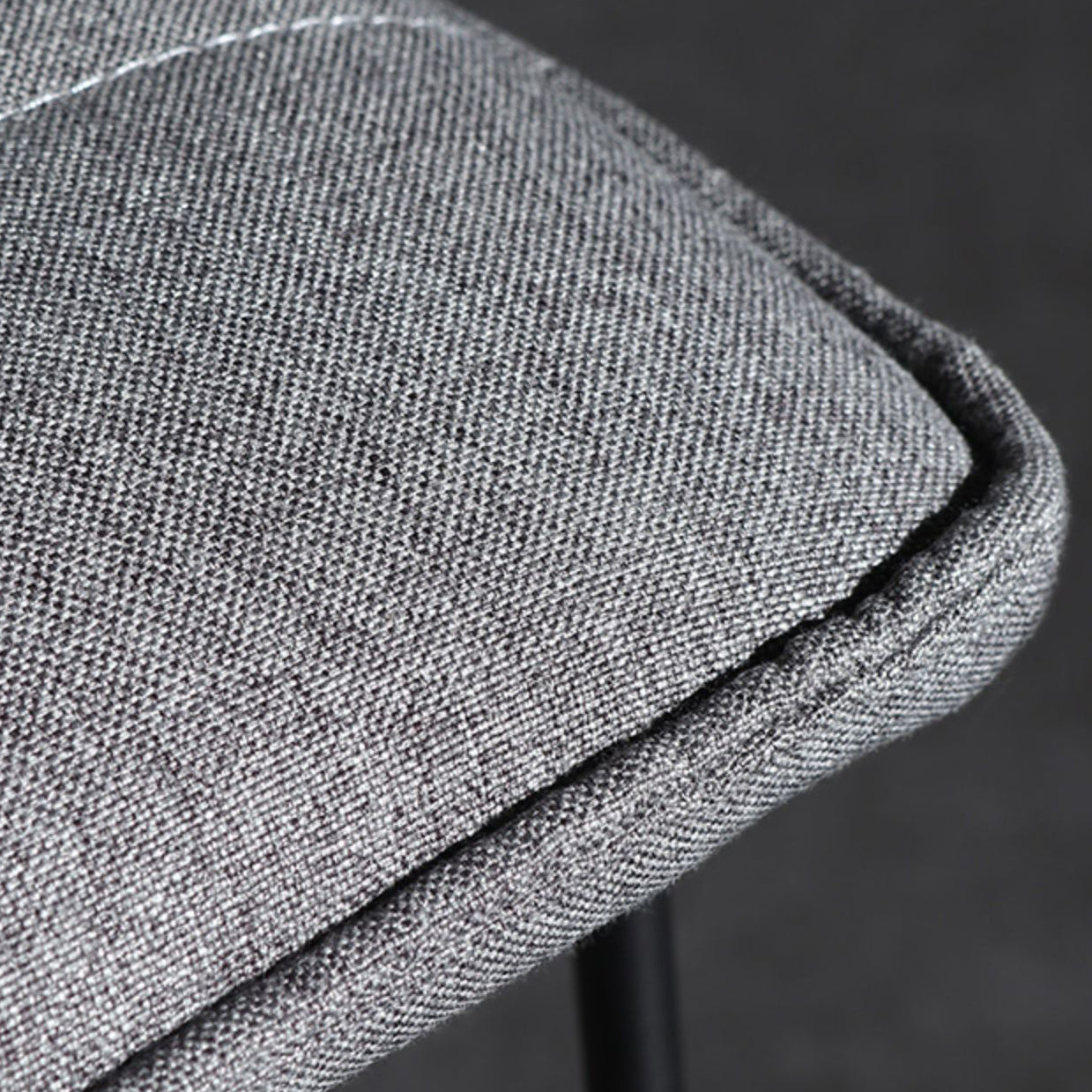 Contemporary Upholstered Armless Bar Stool with Black Metal Base