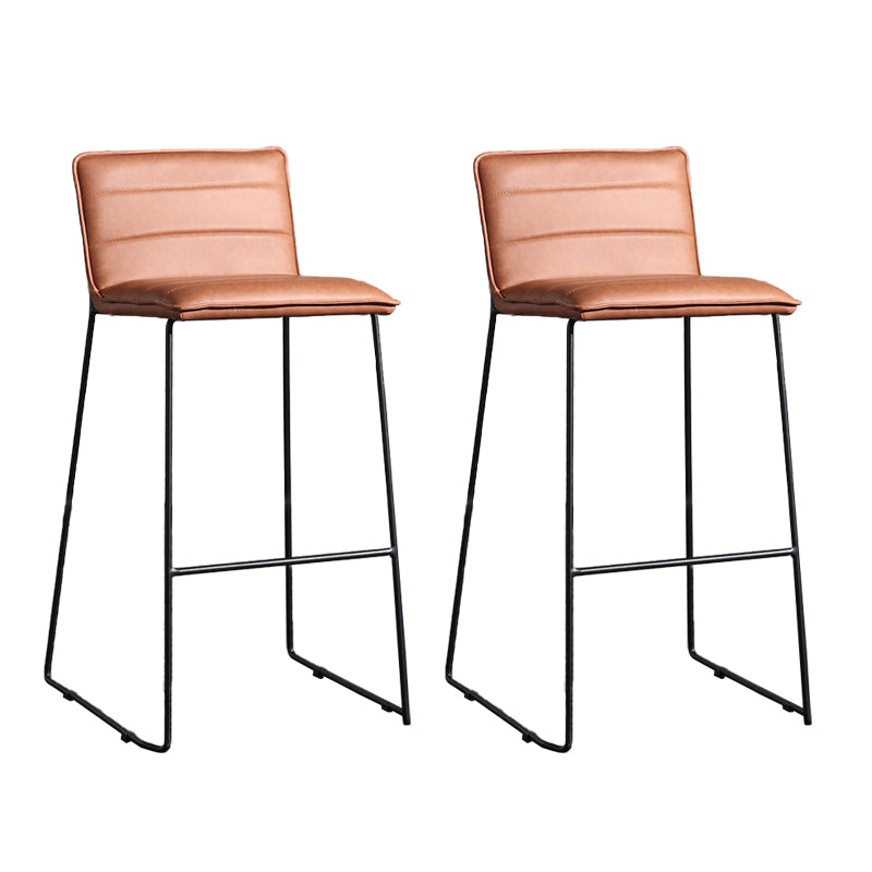 Contemporary Upholstered Armless Bar Stool with Black Metal Base