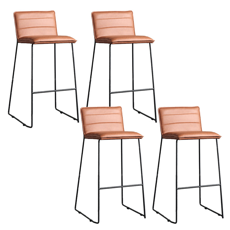 Contemporary Upholstered Armless Bar Stool with Black Metal Base