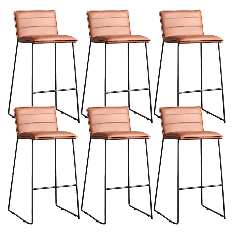 Contemporary Upholstered Armless Bar Stool with Black Metal Base