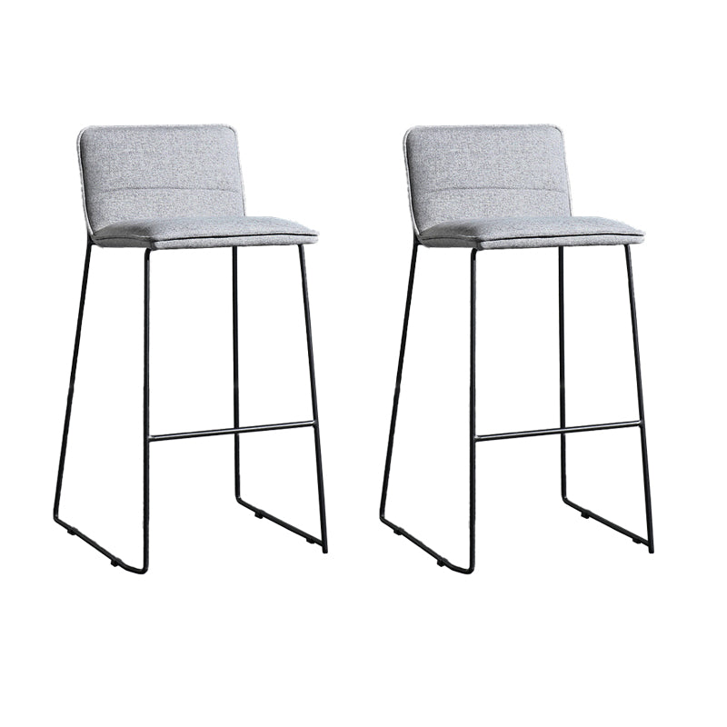 Contemporary Upholstered Armless Bar Stool with Black Metal Base