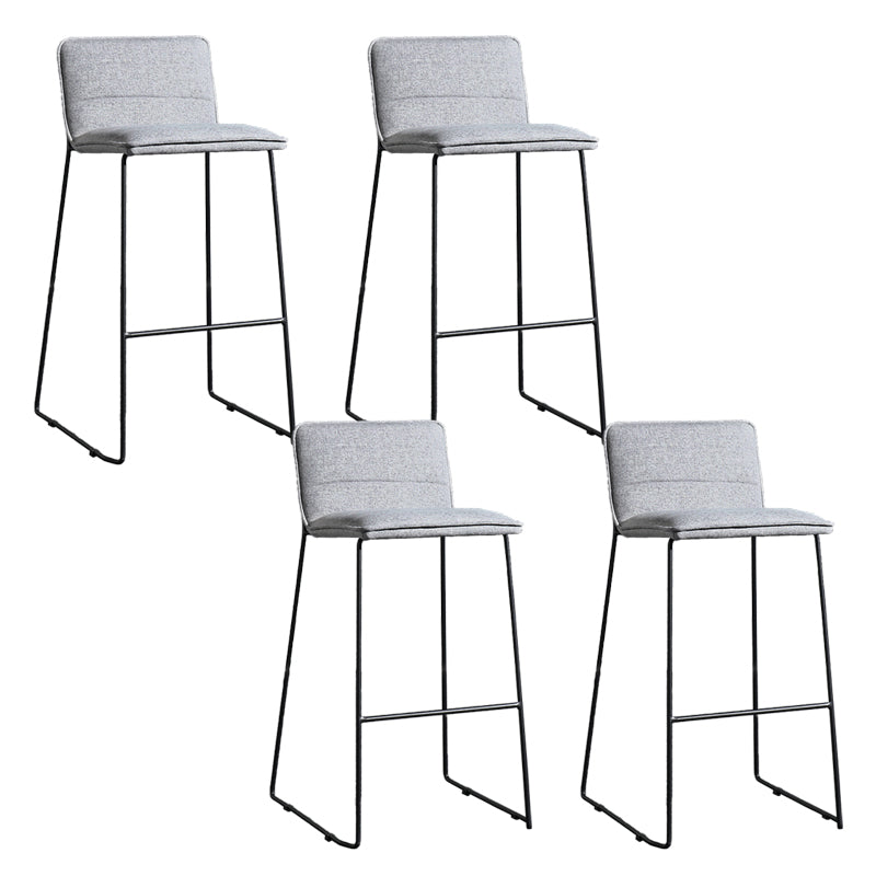 Contemporary Upholstered Armless Bar Stool with Black Metal Base