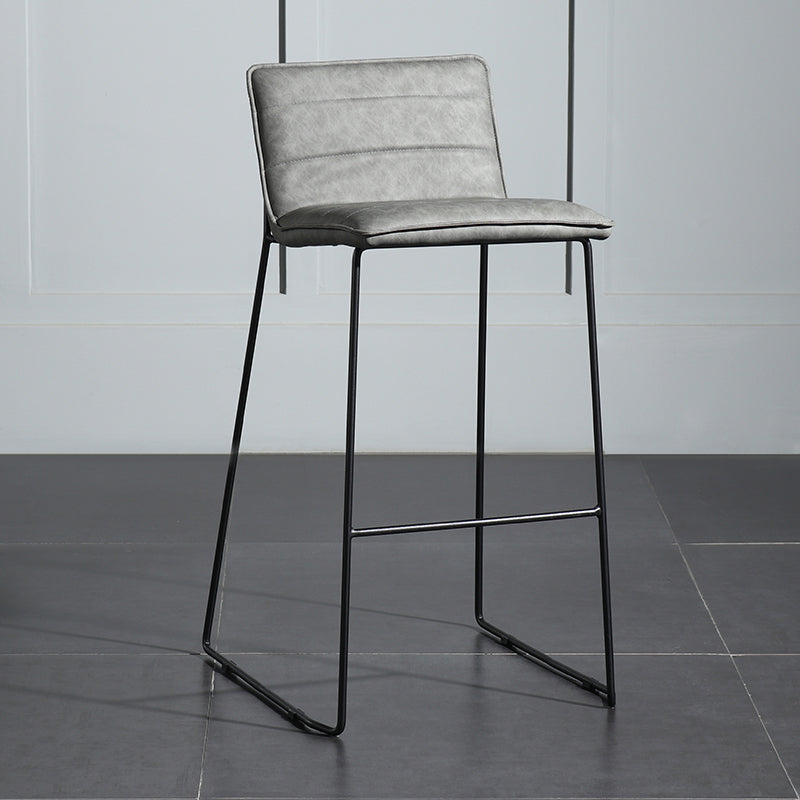 Contemporary Upholstered Armless Bar Stool with Black Metal Base