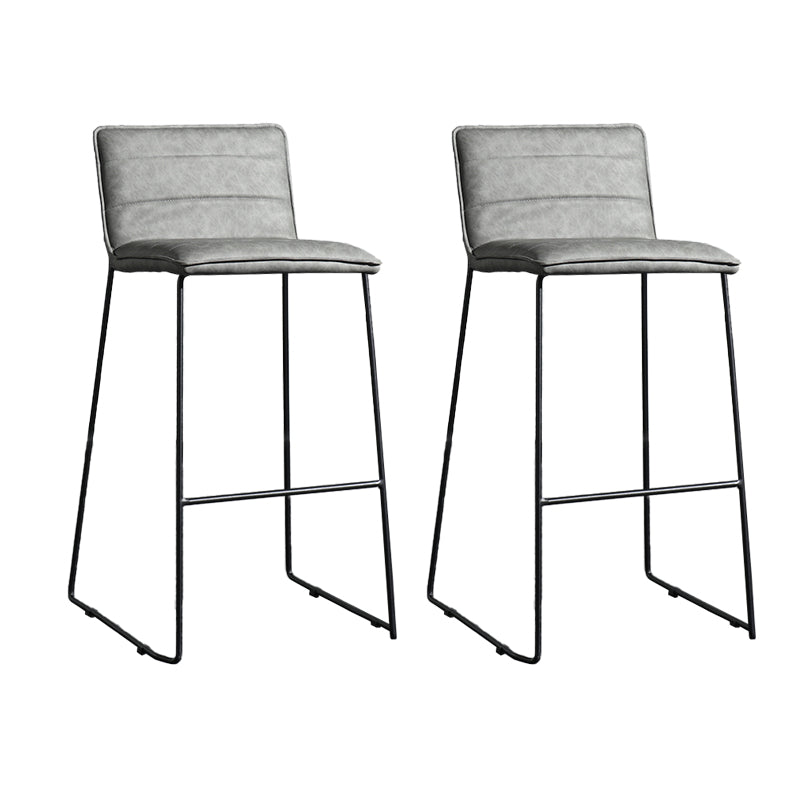 Contemporary Upholstered Armless Bar Stool with Black Metal Base