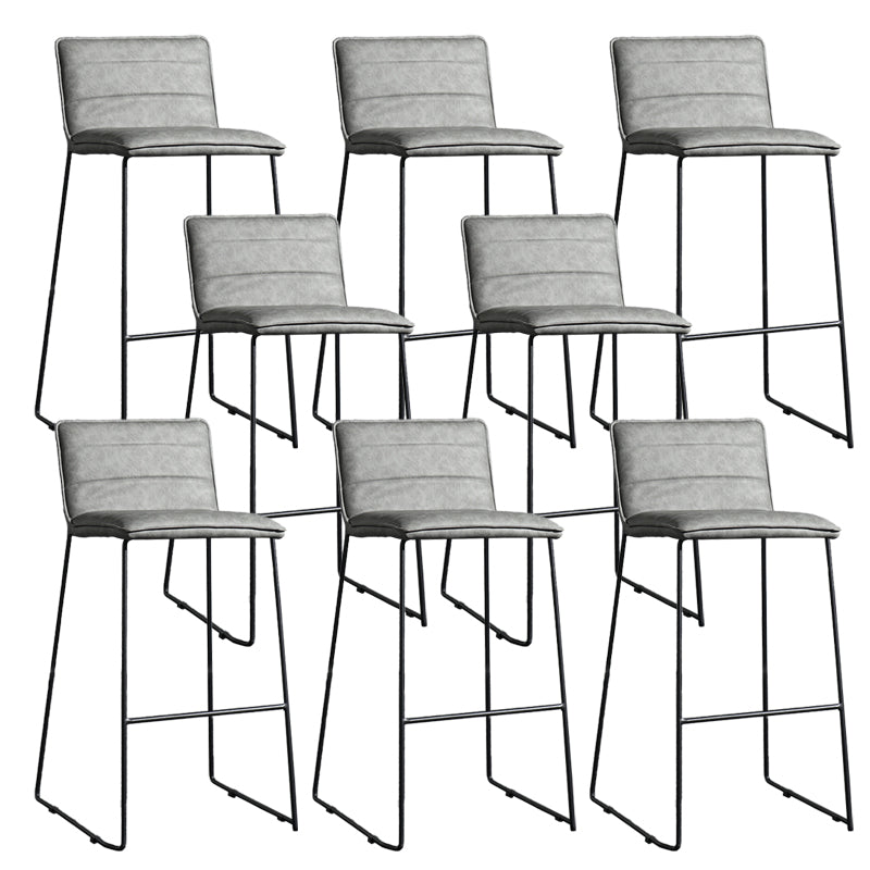 Contemporary Upholstered Armless Bar Stool with Black Metal Base