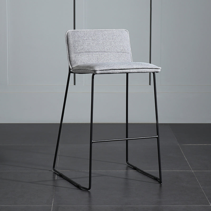 Contemporary Upholstered Armless Bar Stool with Black Metal Base