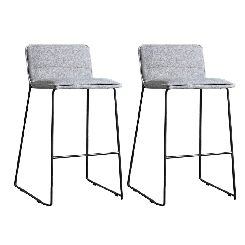Contemporary Upholstered Armless Bar Stool with Black Metal Base