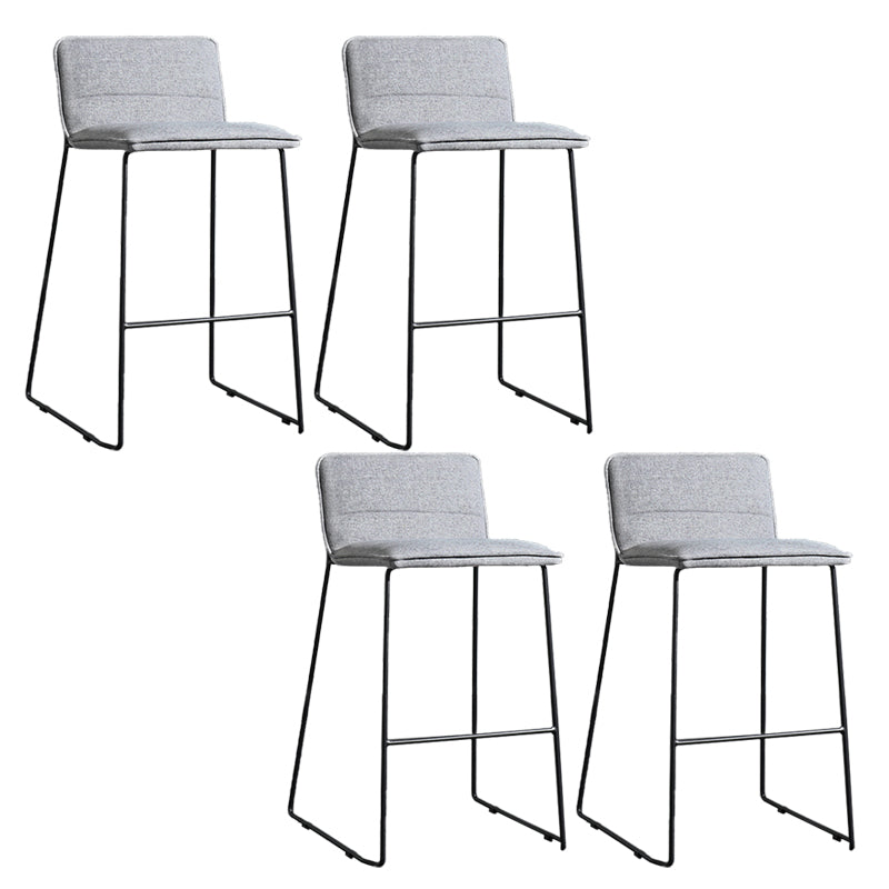 Contemporary Upholstered Armless Bar Stool with Black Metal Base