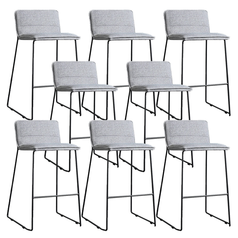 Contemporary Upholstered Armless Bar Stool with Black Metal Base