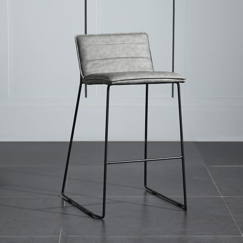 Contemporary Upholstered Armless Bar Stool with Black Metal Base