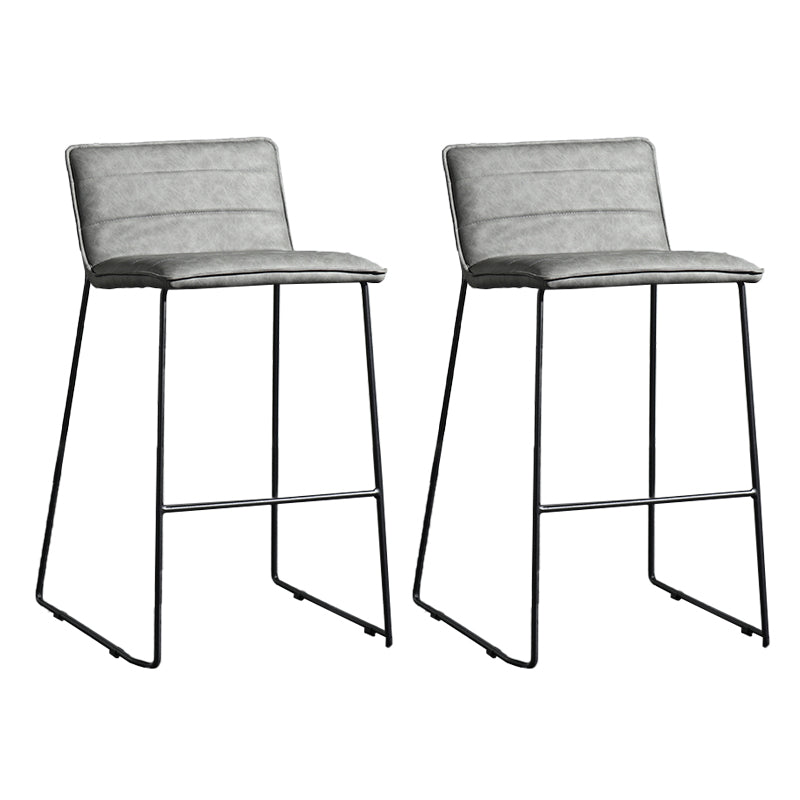 Contemporary Upholstered Armless Bar Stool with Black Metal Base