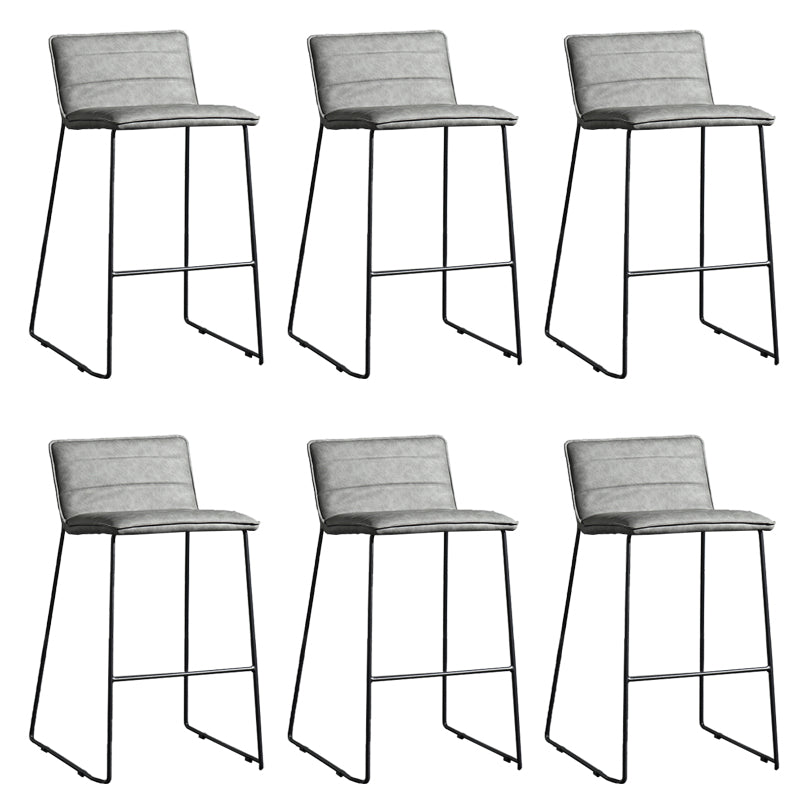 Contemporary Upholstered Armless Bar Stool with Black Metal Base