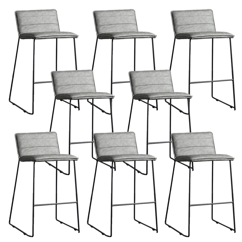 Contemporary Upholstered Armless Bar Stool with Black Metal Base