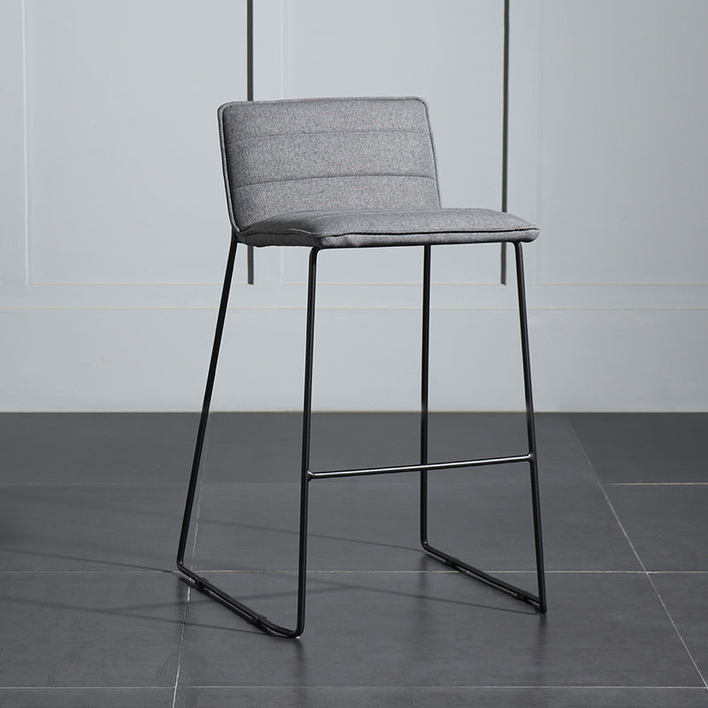 Contemporary Upholstered Armless Bar Stool with Black Metal Base