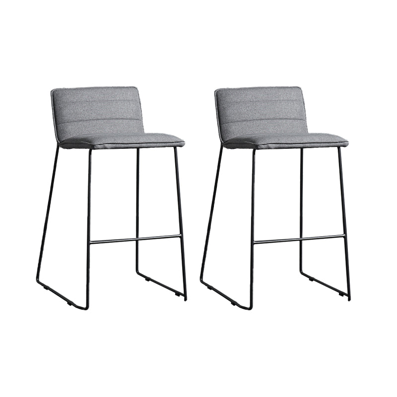 Contemporary Upholstered Armless Bar Stool with Black Metal Base