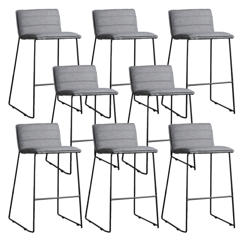 Contemporary Upholstered Armless Bar Stool with Black Metal Base