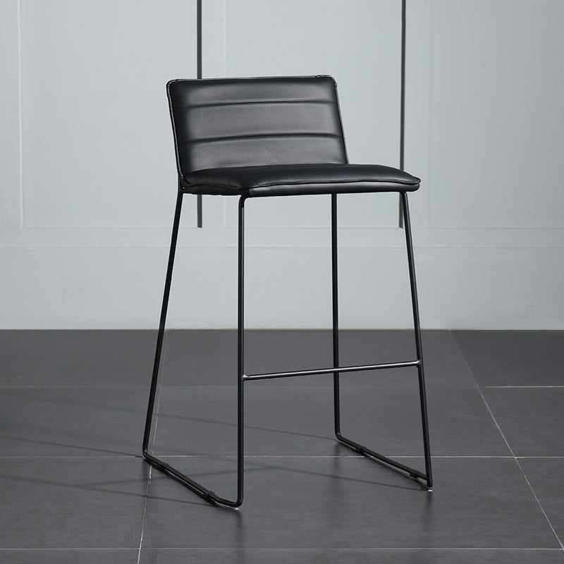 Contemporary Upholstered Armless Bar Stool with Black Metal Base