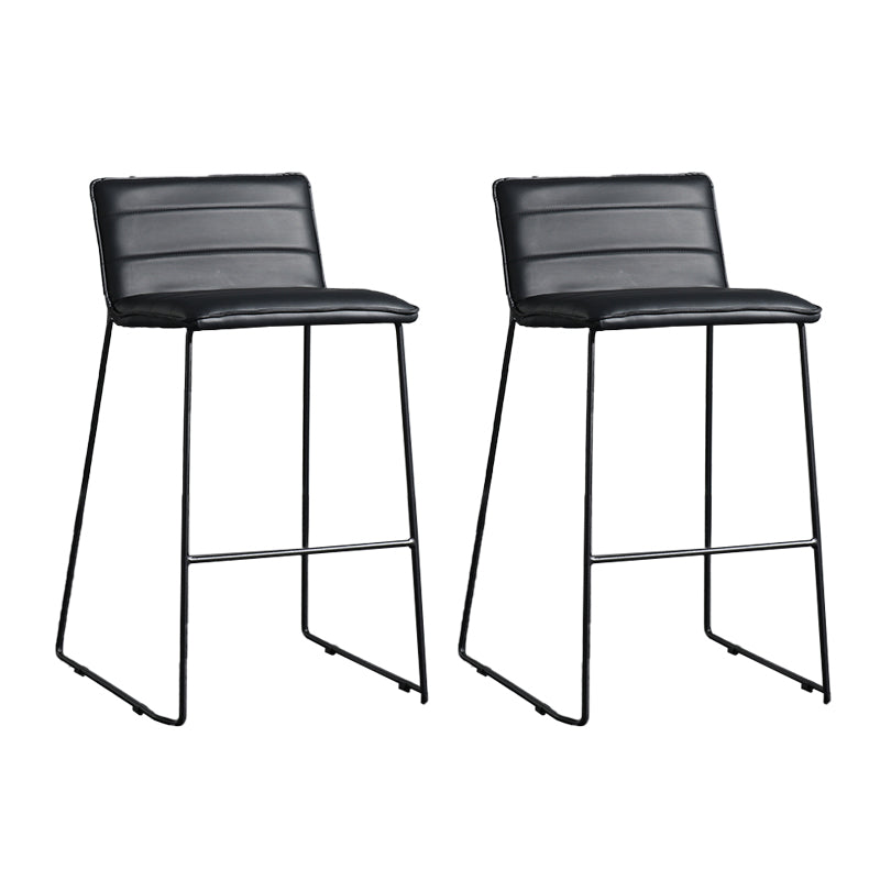 Contemporary Upholstered Armless Bar Stool with Black Metal Base