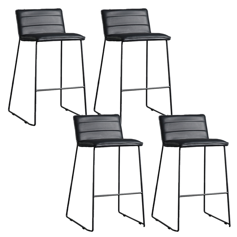 Contemporary Upholstered Armless Bar Stool with Black Metal Base