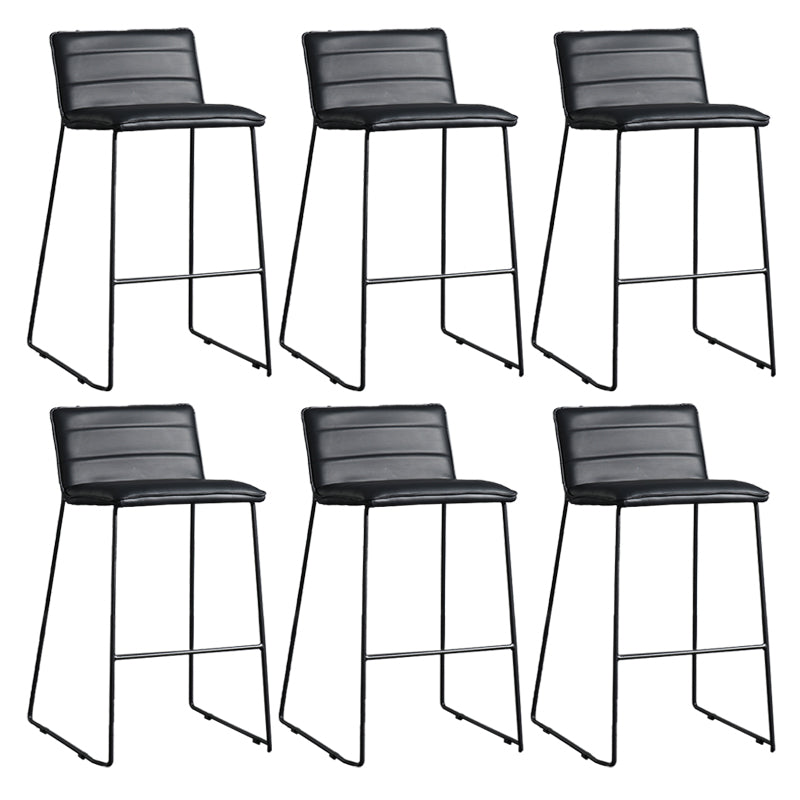 Contemporary Upholstered Armless Bar Stool with Black Metal Base