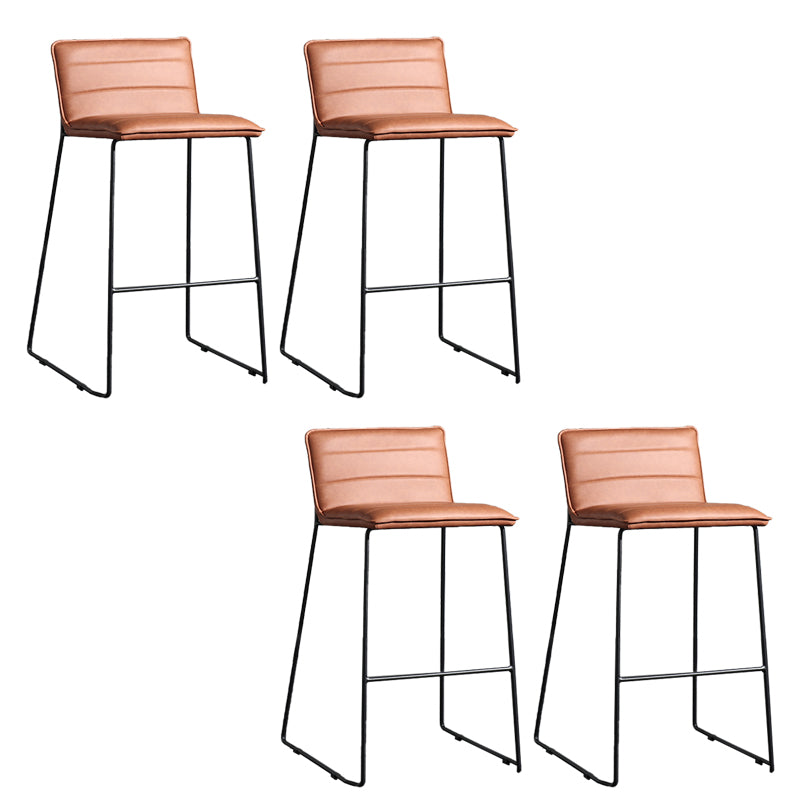 Contemporary Upholstered Armless Bar Stool with Black Metal Base