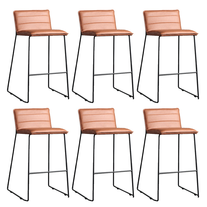 Contemporary Upholstered Armless Bar Stool with Black Metal Base