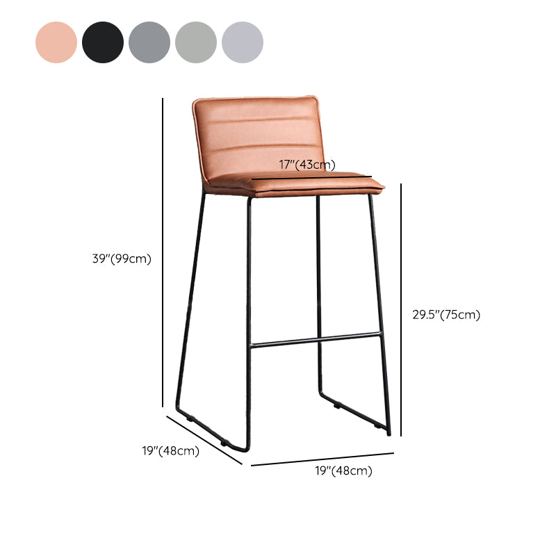 Contemporary Upholstered Armless Bar Stool with Black Metal Base
