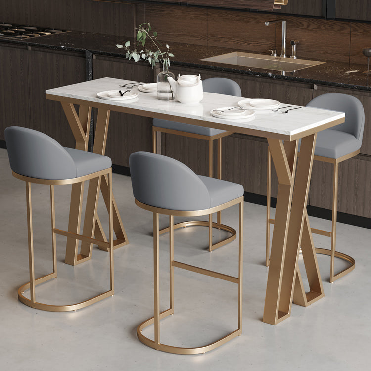 1/3/5 Pieces Bar Stool and Table Set, Glam and Rectangular for Dining Room