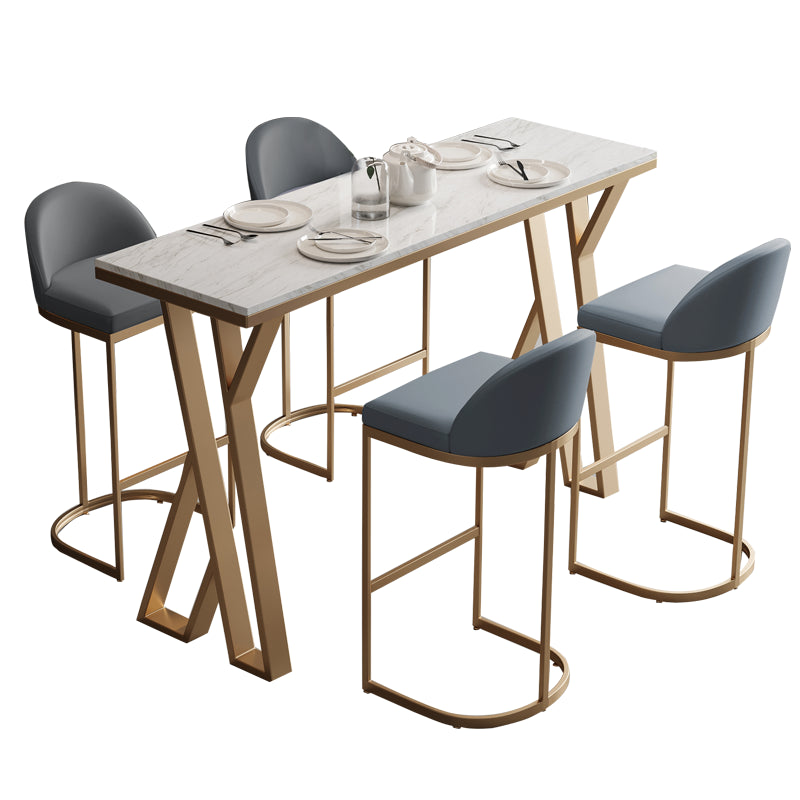 1/3/5 Pieces Bar Stool and Table Set, Glam and Rectangular for Dining Room