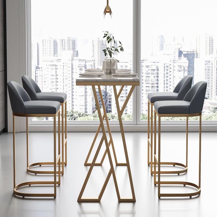 1/3/5 Pieces Bar Stool and Table Set, Glam and Rectangular for Dining Room