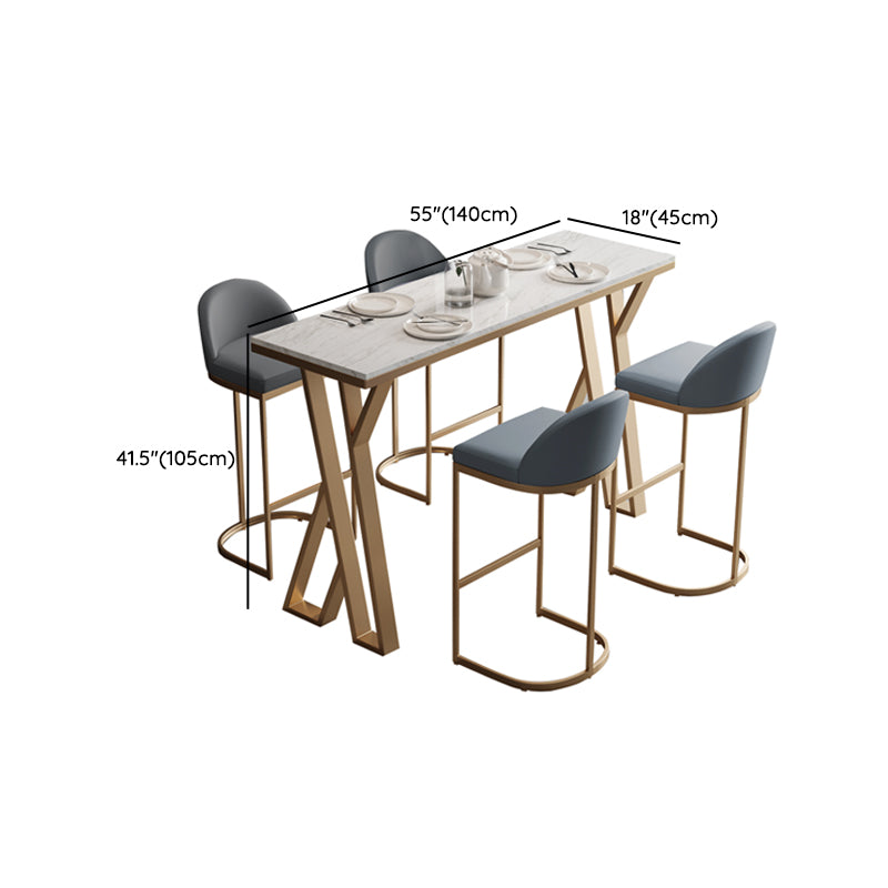 1/3/5 Pieces Bar Stool and Table Set, Glam and Rectangular for Dining Room