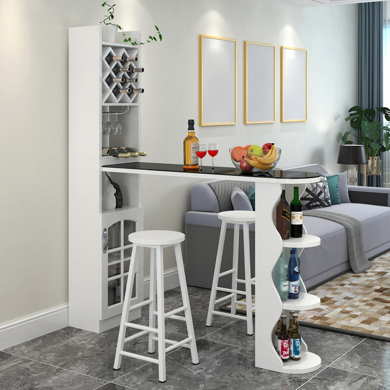 3 Pieces Bar Stool and Table Set, Contemporary and Oval for Living Room