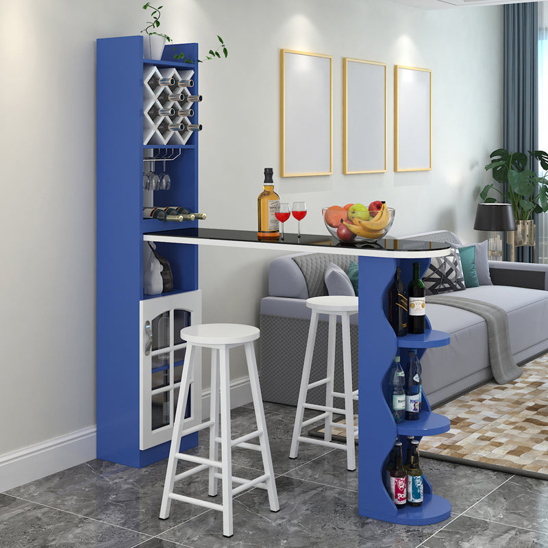 3 Pieces Bar Stool and Table Set, Contemporary and Oval for Living Room