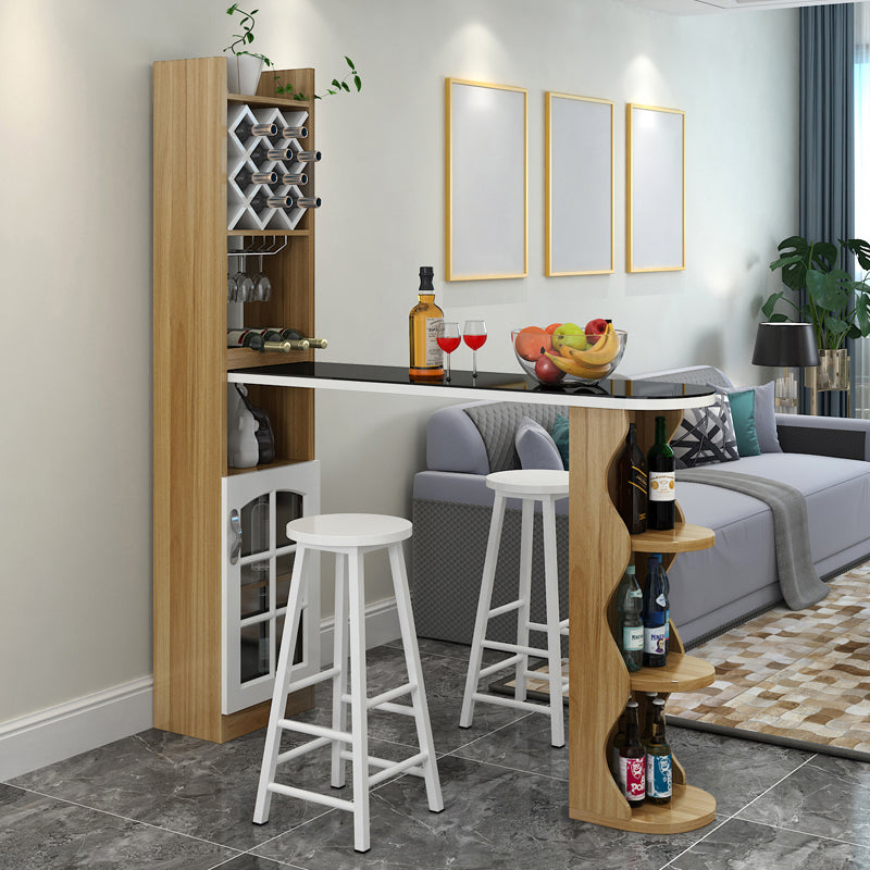 3 Pieces Bar Stool and Table Set, Contemporary and Oval for Living Room