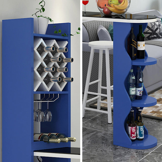 3 Pieces Bar Stool and Table Set, Contemporary and Oval for Living Room