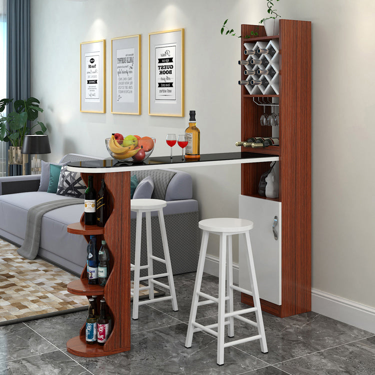 3 Pieces Bar Stool and Table Set, Contemporary and Oval for Living Room