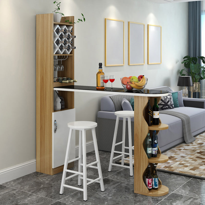 3 Pieces Bar Stool and Table Set, Contemporary and Oval for Living Room