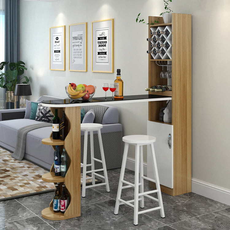 3 Pieces Bar Stool and Table Set, Contemporary and Oval for Living Room