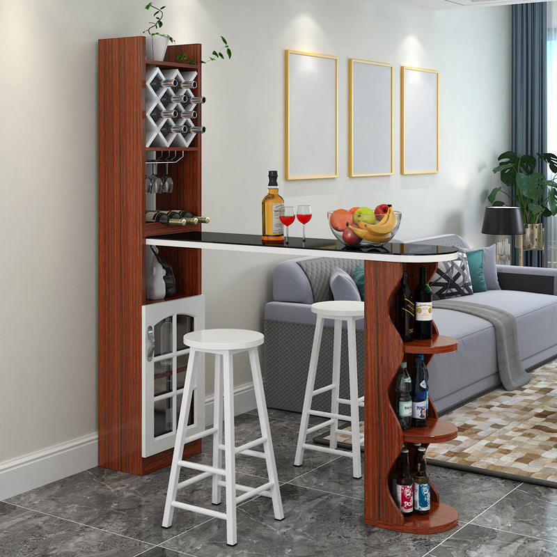 3 Pieces Bar Stool and Table Set, Contemporary and Oval for Living Room