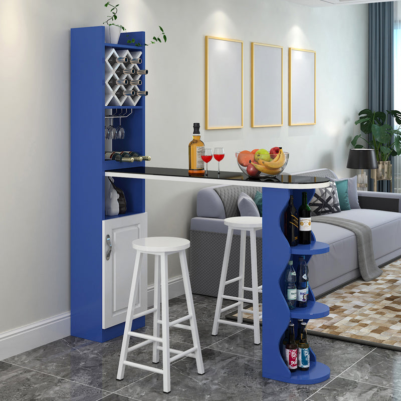 3 Pieces Bar Stool and Table Set, Contemporary and Oval for Living Room