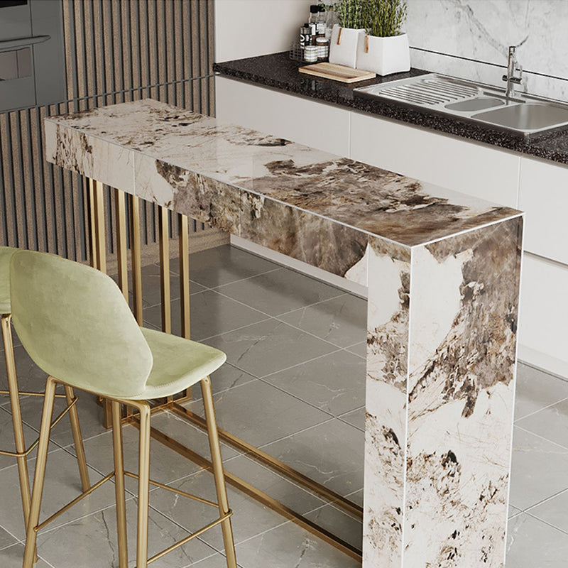 1/3 Pieces Glam Rectangle Sintered Stone Counter Table with High Stools