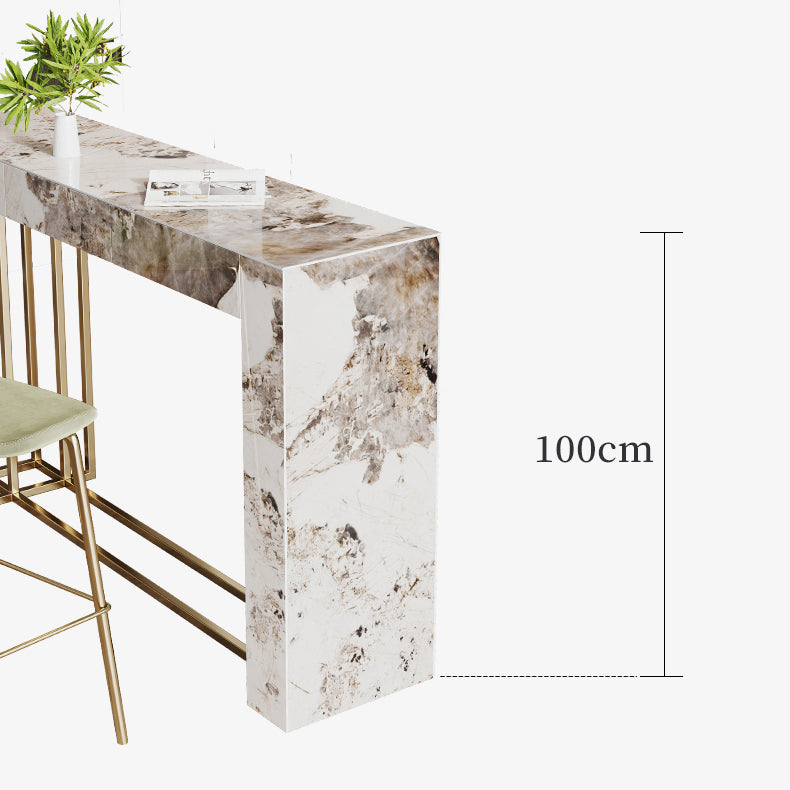1/3 Pieces Glam Rectangle Sintered Stone Counter Table with High Stools